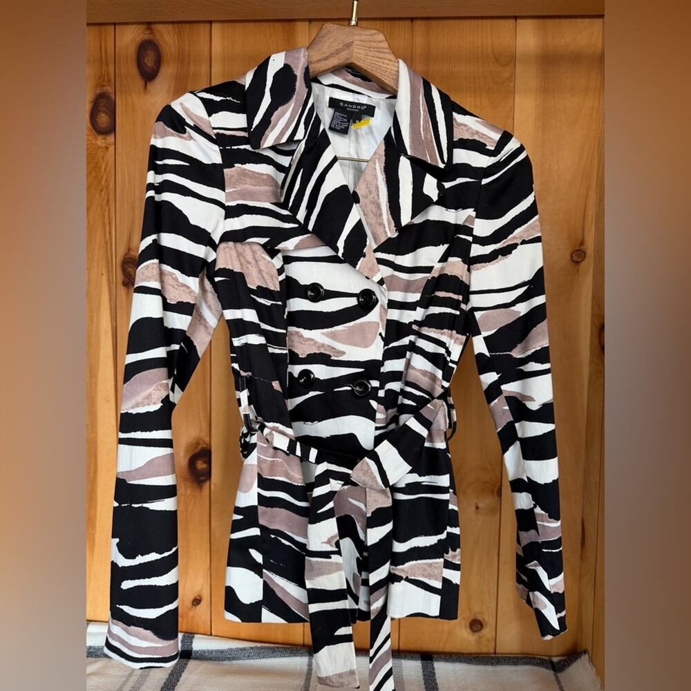Sandro Black and White Patterned Coat